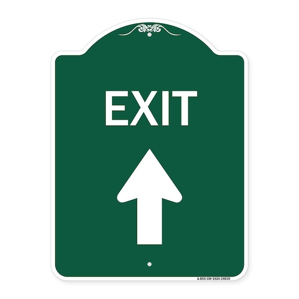 Signmission Designer Series Exit Exit W/ Up Arrow, Green & White Aluminum Sign, 18" H, 24" L, GW-1824-24030 A-DES-GW-1824-24030 - main